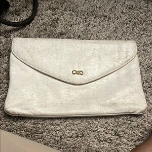 Elegant White Clutch with Gold Accent